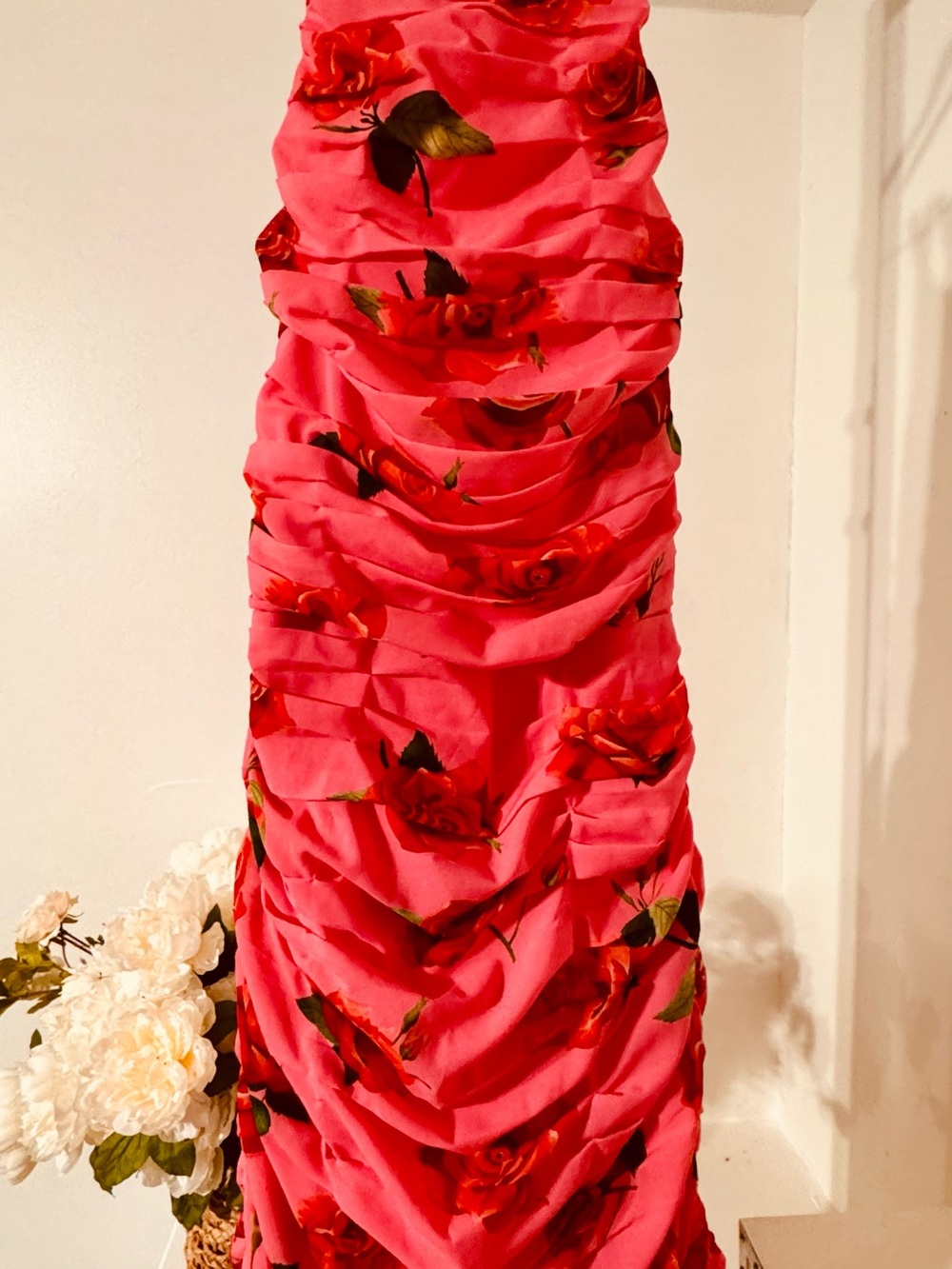 Pink Floral Ruched Slip Dress - Picture 8 of 13